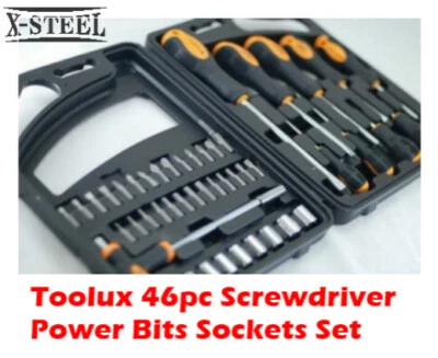 Expert 46pc Cr-V Screwdriver 1/4"Dr Socket Power Bits T Handle Driver Set - Image 1 of 4