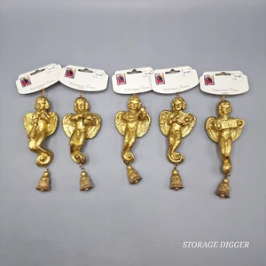 VTG Seasonal Specialties Christmas Trims Gold Musical Angel Ornaments Lot of 5 - Picture 1 of 8