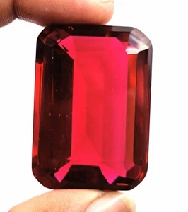 Natural Red Topaz 100Ct IGL Certified Transparent Emerald Cut Loose Gemstone DK4 - Picture 1 of 9