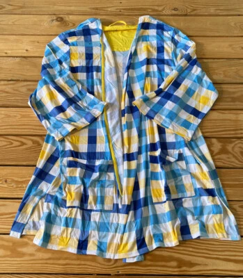 Cárdigan Cuddl Duds Nuevo sin Etiquetas Para Mujer Parche Bolsillo Talla M Azul Amarillo AG Foto 1 de 4