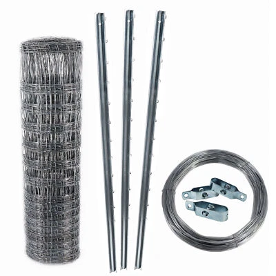 AQUAGART 50m Wildzaun Forstzaun 160/20/15+ Pfosten + Spanndraht