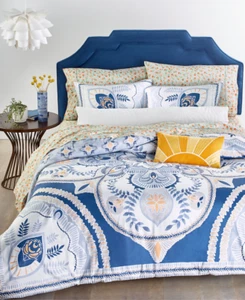 Full Queen Blue 3 Pc Whim by Martha Stewart Collection Amalfi Mandala Reversible - Picture 1 of 9