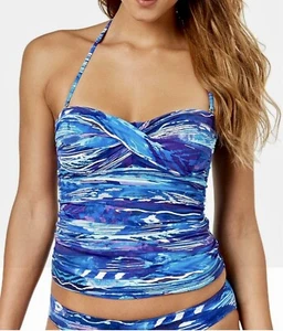 RALPH LAUREN Calypso Ikat Twist Bandeau Blue Purp Tankini Swim Suit Women 4 6 10 - Picture 1 of 24