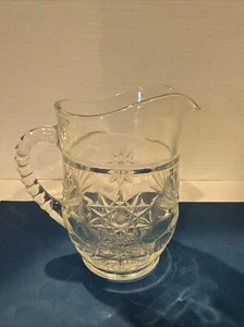 Vintage Anchor Hocking, Prescut Star of David, Glass Pitcher 16 Oz - Picture 1 of 6
