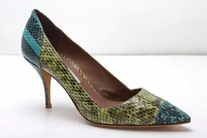 TABITHA SIMMONS Womens Green Blue Snakeskin Pointed-Toe Pumps 8.5-38.5 NEW $945 - Picture 1 of 6