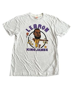 T-shirt Lebron James NBA Lakers basket uomo grigia cartone animato omaggio taglia media - Foto 1 di 9