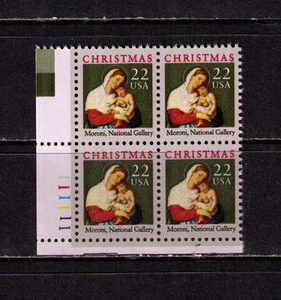 US USA Sc# 2367 MNH FVF PLATE # BLOCK Christmas Art Madonna Child Moroni - Picture 1 of 1