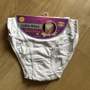 3 Pack Ladies Cotton Bikini Briefs Pants Knickers Underwear in Size 14-16 - Picture 1 of 2