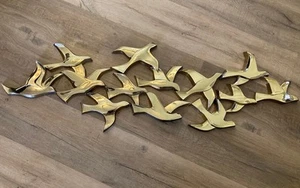 Mid-Century Modern "Flock of Birds" by Syroco Wall Art Gold 42”x 11” - Picture 1 of 3
