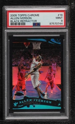 2005-06 Topps Chrome Black Refractor /399 Allen Iverson #18 PSA 9 MINT HOF - Image 1 of 2