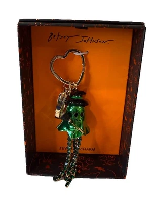 ¡Nuevo! Betsey Johnson Bruja Fantasma Con Flecos de Cristal Bolso Dije Llavero Foto 1 de 2
