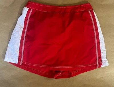 Mini Skort VTG 80s 90s High Step, Red with White Stripes, Nylon  - Image 1 of 4