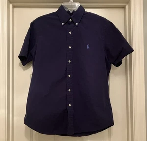 Polo Ralph Lauren Men’s Classic Fit Oxford Cotton Navy Shortsleeved Shirt Sz M - Picture 1 of 10