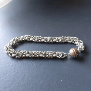 Vintage Silvertone BRONZE MILOR ITALY Chain Bracelet with Magnetic Closure 20cm - Picture 1 of 8