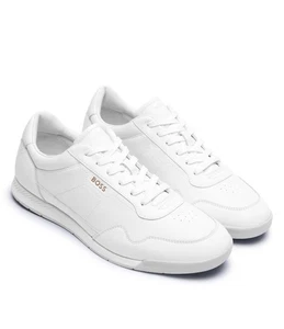 Mens Boss Premium Leather Trainers Titanium White All Sizes RRP £199 HBTSLWM - Picture 1 of 13