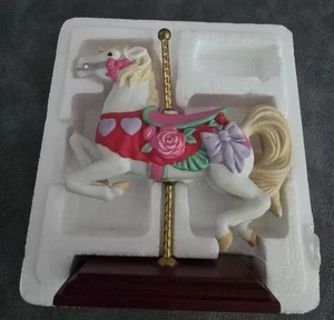 AVON Source of Fine Collectibles 1996 Carousel Ceramic Prancing Horse W/Stand - Picture 1 of 4