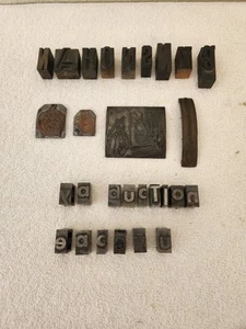 Vintage Letterpress Printers' Metal & Wood Blocks + Metal Print Plates ( Read) - Picture 1 of 20