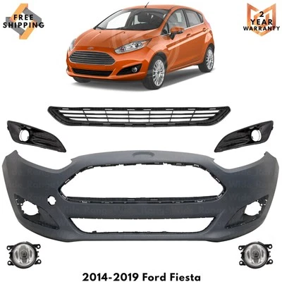 Front Bumper Cover Fascia & Fog Light Assembly Kit for 2014-2019 Ford Fiesta — 第 1/4 张图片
