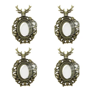 2er Set Bronze Legierung Elch Elch Einfassung Sockel Tablett Glas Kamee Cabochons Anhänger Charms - Bild 1 von 9