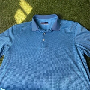 ROUNDTREE & YORKE Polo Shirt Men's M Blue PERFORMANCE Golf Casual Men - Picture 1 of 3
