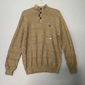 Chaps Sweater Men Small NWT Mock Neck Knit Button Pullover Long Sleeve Brown - Picture 1 of 10