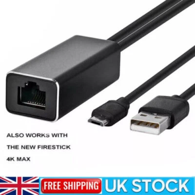 For Amazon Fire Stick 4K OTG Cable Adapter USB to Ethernet LAN Internet Cable 1M - Image 1 of 4