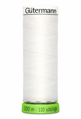 Gutermann Sew-All Thread rPET 100% Recycled Polyester, 100m Spool, Colour 800 WH - Image 1 of 2