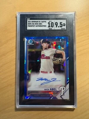 2021 Bowman Chrome Sapphire Mick Abel Auto RC SGC 9.5 Auto 10 Phillies - Image 1 of 3