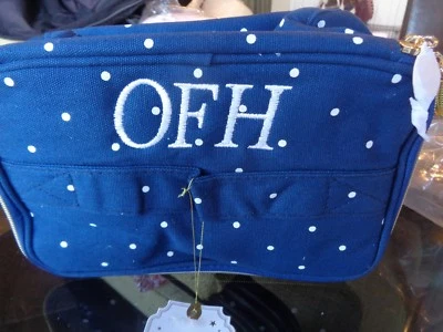  Pottery Barn подростковая ночевка темно-синий Pin Dot большой макияж чехол моно OFH w кисти - Изображение 1 из 2