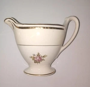 Vtg. Homer Laughlin Georgian Eggshell Creamer D46 Pink Rose Floral Gold Gravy - Picture 1 of 3