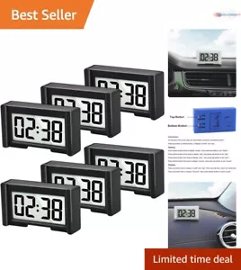 Multi-Function 6PCS Black Digital Car Clock with Easy Air Vent & Adhesive Mount - Picture 1 of 9