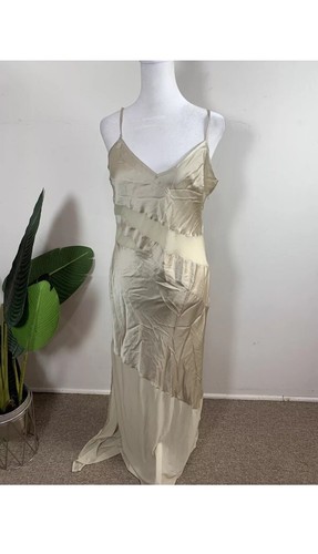 MESHKI French Connection abito da donna inu in raso con spalline in rete taglia 4