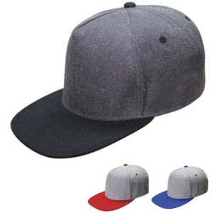 Flat Bill Two Tone 5 Panel Constructed Low Crown Baseball Snapback Hats Caps - Picture 1 of 7