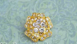 5 to 20 Pieces of Crystal Rhinestone flower Buttons (21mm) RS-005 Gold finish - Picture 1 of 3