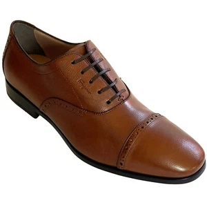 Ferragamo RILEY Leather 12 EE 45 Cap Toe Gancini Oxford Men's Brown Dress Shoes - Picture 1 of 8