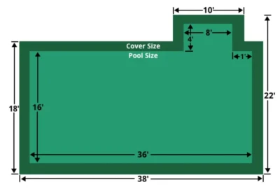 Cubierta de piscina de malla verde 16x36 + 4x8 Loop-Loc con escalón derecho desplazado de 1' - LLM1272 Foto 1 de 4