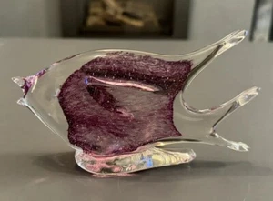 MURANO STYLE AMETHYST GLASS FISH - Picture 1 of 5