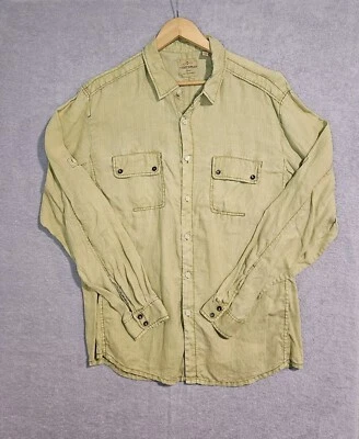 Tommy Bahama Button Shirt Mens XL 100% Linen Long Sleeve Shirt Yellow Camp Beach - Image 1 of 4