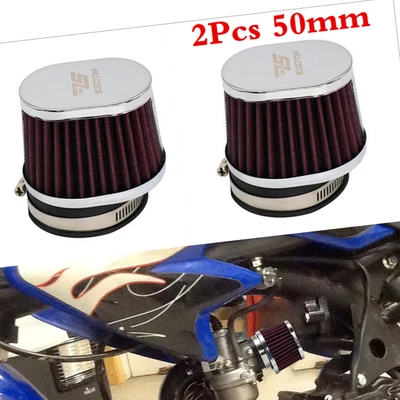 2pcs 50mm Universal For Motorcycle Scooter ATV Air Cleaner Intake Filter Pod Kit - Изображение 1 из 4