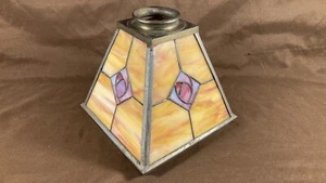 Antique Panel Art Nouveau Deco Arts Crafts Slag Glass Lamp Light Pendant Shade - Picture 1 of 22