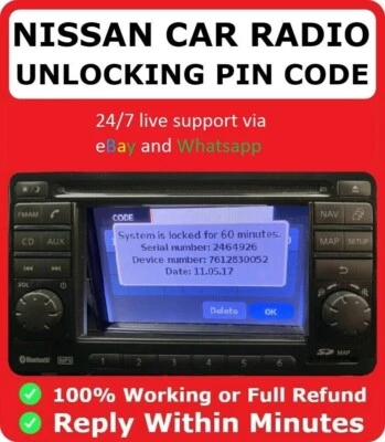 ✅ NISSAN RADIO CODE | Qashqai - Juke - Micra - Note- Almera - Daweoo - Connect ✅ - Image 1 of 4