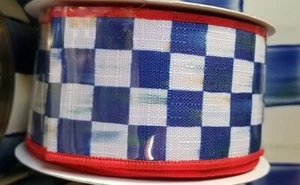 MacKenzie Childs 1 Roll Royal Check Ribbon And Red 2”wide-10yards Roll - Picture 1 of 5