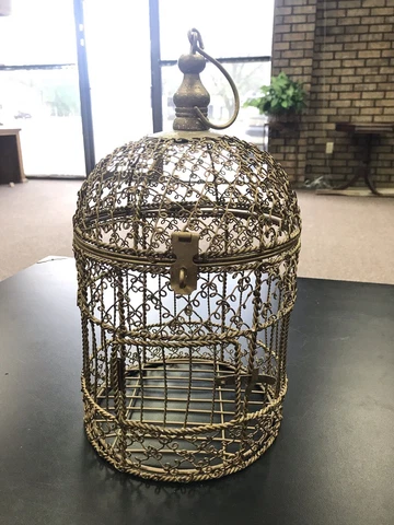 Wire Steel Dome Bird Cage Golden Ornate Decor Cottagecore Farm Decoration Cover