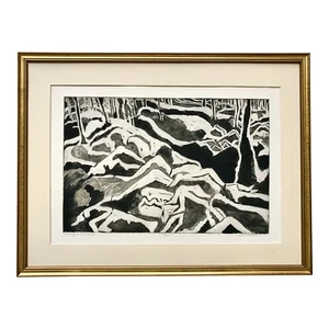 Expressionist Etching Original Print "Garden of No Tomorrows" by Sylvia Gavurin - Picture 1 of 7