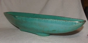 Large Mid Century Modern Console Bowl Turquoise Gold Vintage - Picture 1 of 7