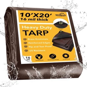 Tarp 10x20FT, 16 Mil Heavy Duty Large Tarps, Waterproof Tarp with Brass Gromm... - Picture 1 of 7