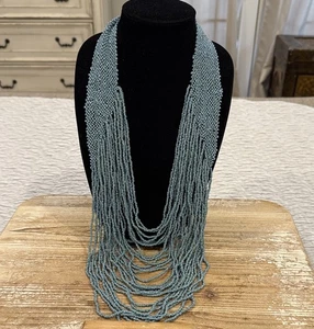 Vintage Boho Native American Blue Turquoise Waterfall Bib Statement Necklace - Picture 1 of 5