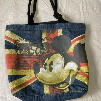 Bolso de Mano Mickey Mouse Denim Parques Disney Auténtico Original Bandera Británica Londres Foto 1 de 4