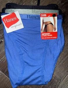 Hanes Originals 3-Pair Womens String Bikinis Underwear Bamboo Viscose ~ M - Picture 1 of 4