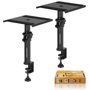Set di 2 Supporti per Altoparlanti Morsetto da Scrivania Supporti per Monitor da Studio Corti Altezza Regolazione... - Foto 1 di 7